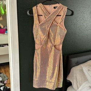 Nude sequin mini dress